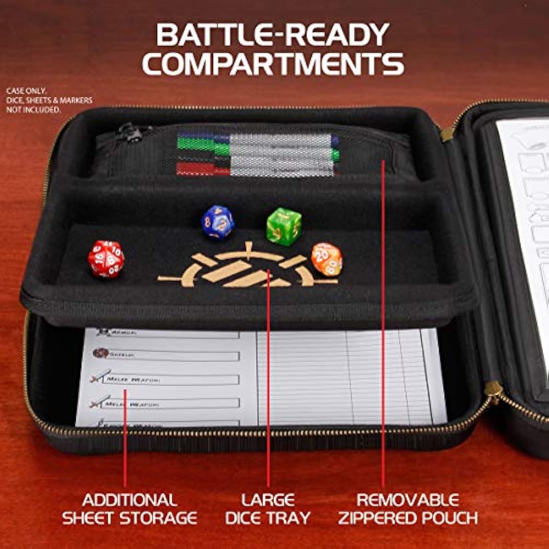 ENHANCE RPG Organizer Case – DND Character Folio with Miniature Storage