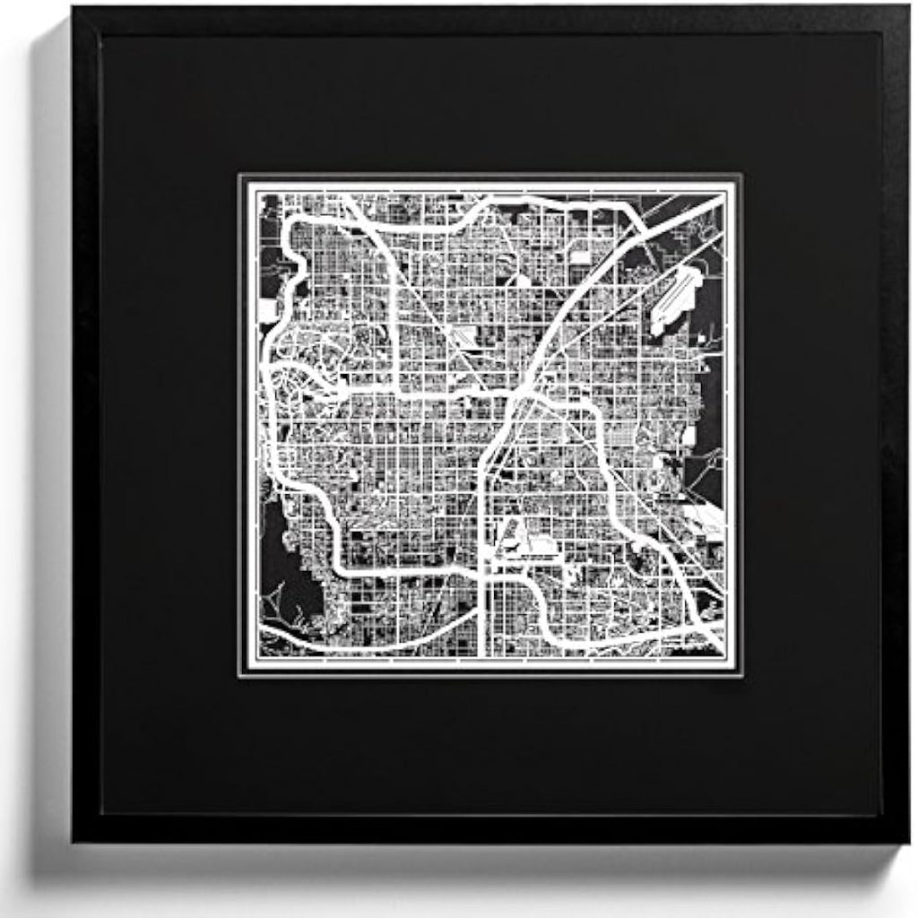 Las Vegas Paper Cut Map - 12x12 White Laser Cut Wall Art