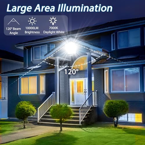 TASINUO 100W LED Security Lights Outdoor Motion Sensor, IP67 Waterproof, 2 Pack