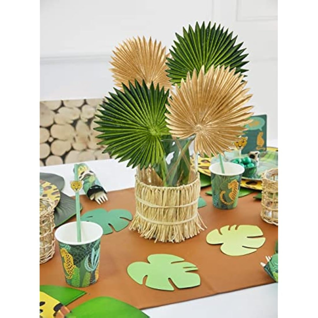 Artificial Palm Leaf Stems – 6 Pack Green Faux Jungle Plants