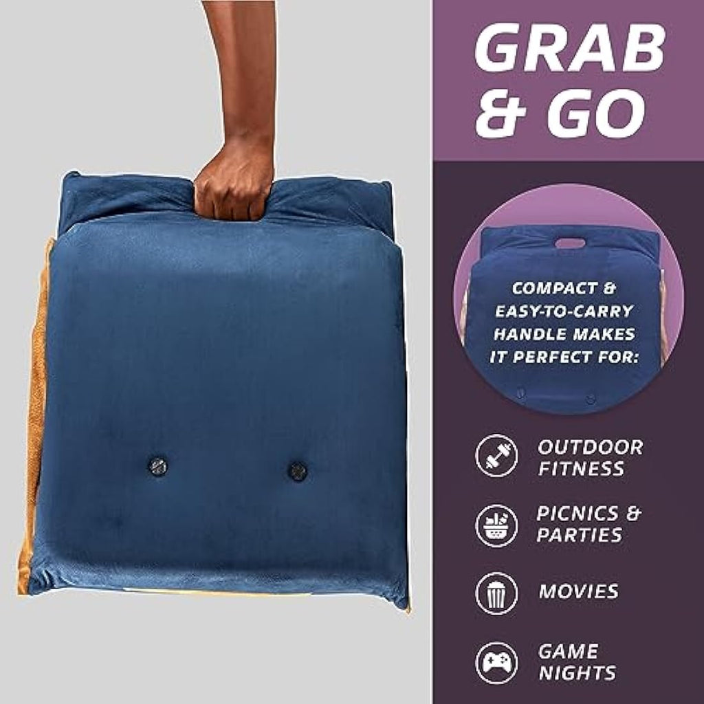 bonVIVO EASY III Folding Floor Seat – Portable Padded Meditation Chair, Blue
