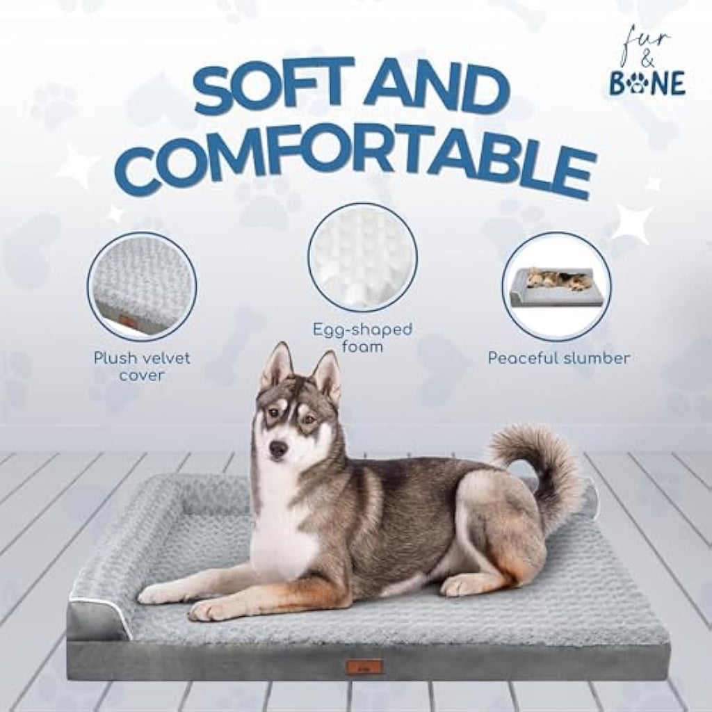 Fur & Bone Orthopedic Dog Bed – Egg Crate Foam Bolster Mattress