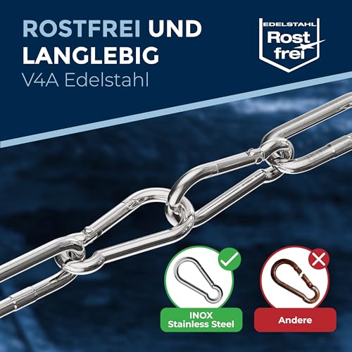 Jolof Store 20x Stainless Steel Snap Hook V4A 10mm – 1800kg Breaking Load