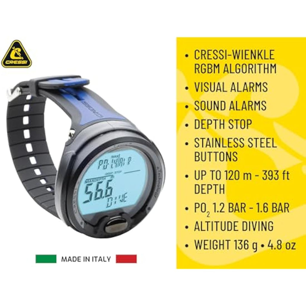 Cressi Leonardo Scuba Diving Computer - Air & Nitrox LCD Dive Monitor