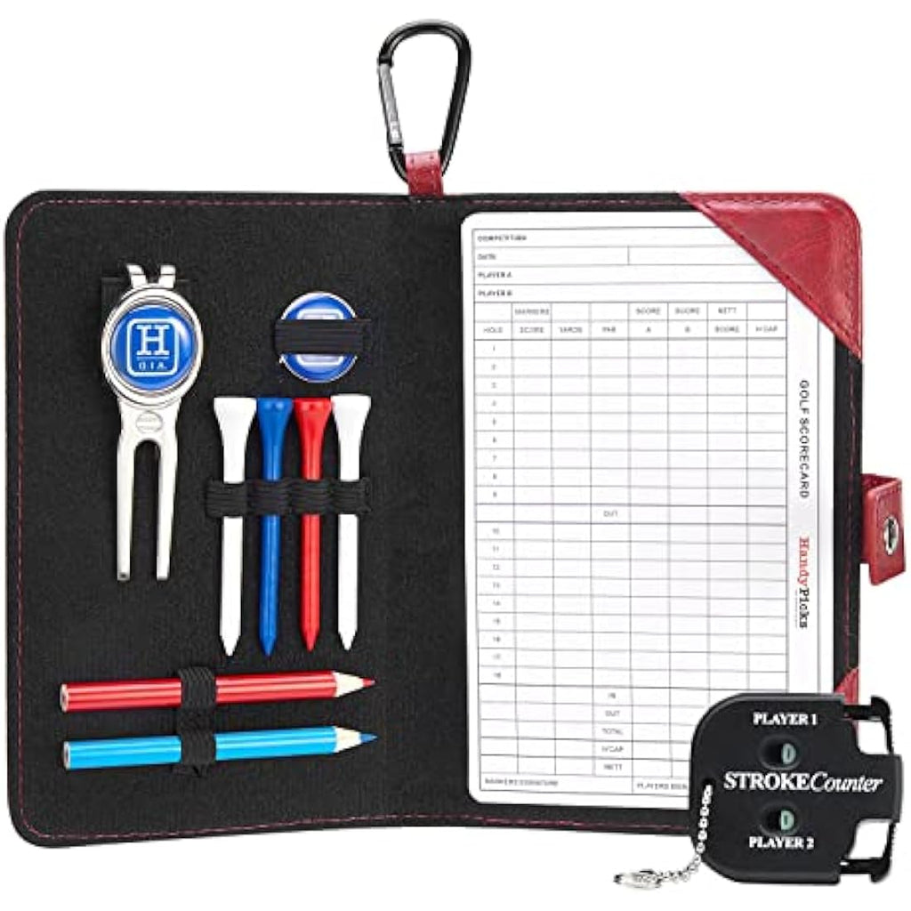 Handy Picks Leather Golf Scorecard Holder & Yardage Book Cover Set