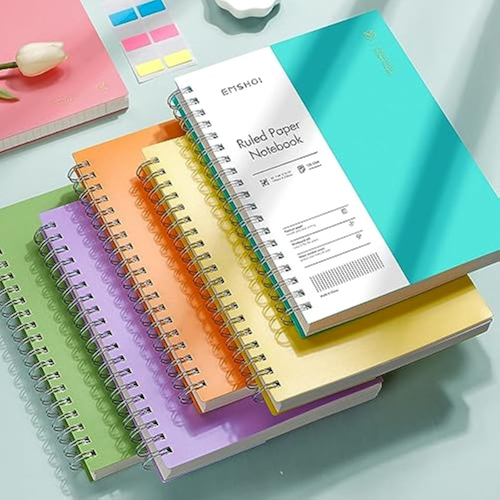 EMSHOI B5 Spiral Notebook | 300 Pages 100gsm Thick Paper Journal, Light Blue