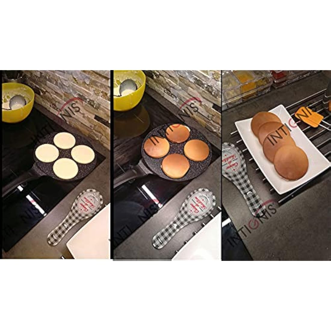 INTIGNIS 4-Hole Non-Stick Pancake Pan | Induction Ceramic Crepe Maker