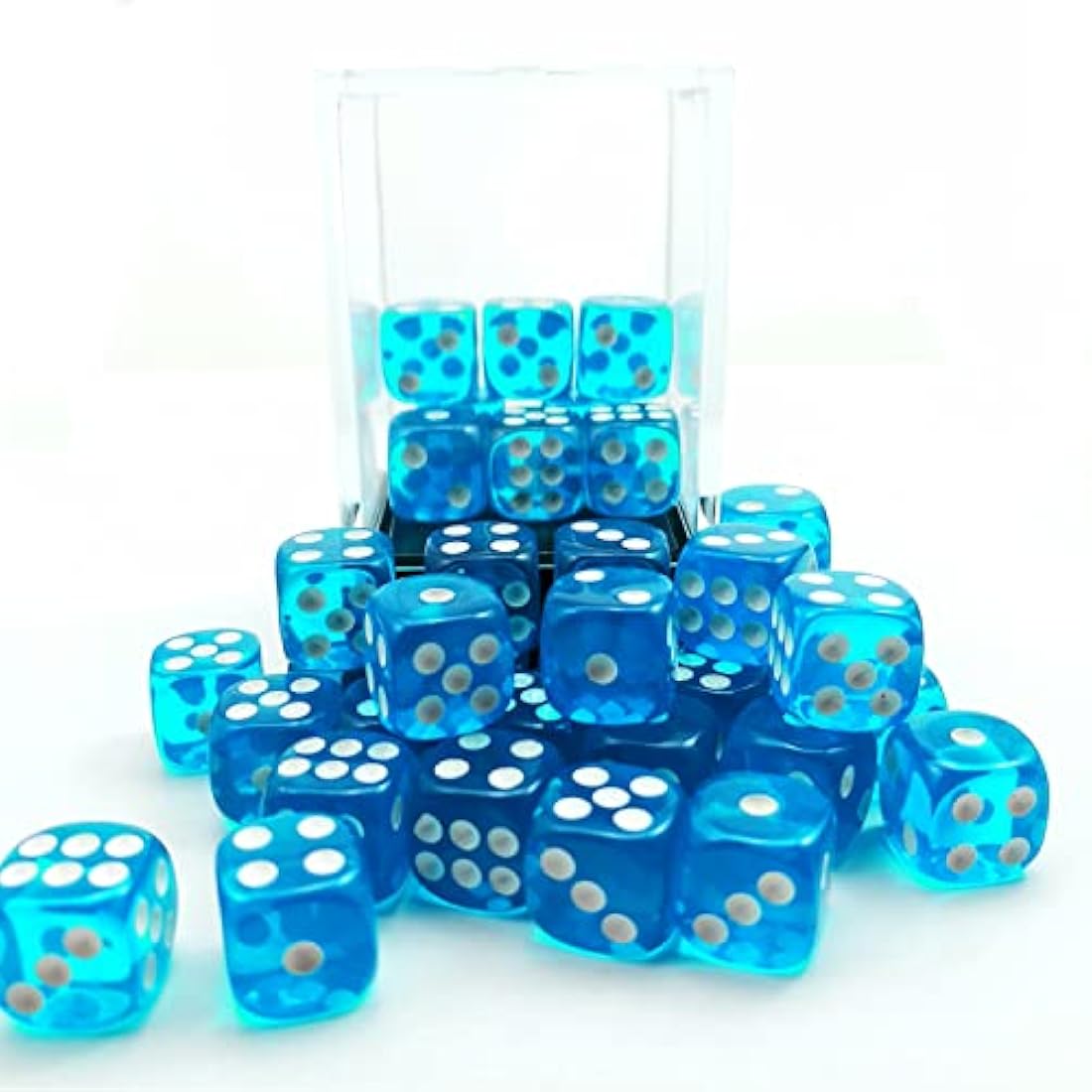 Bescon 12mm Translucent Lake Blue D6 Dice Set | 36 Count Brick Box