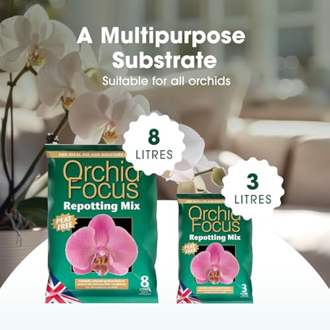 Growth Technology Orchid Focus Repotting Mix – Peat-Free Bark, 3L