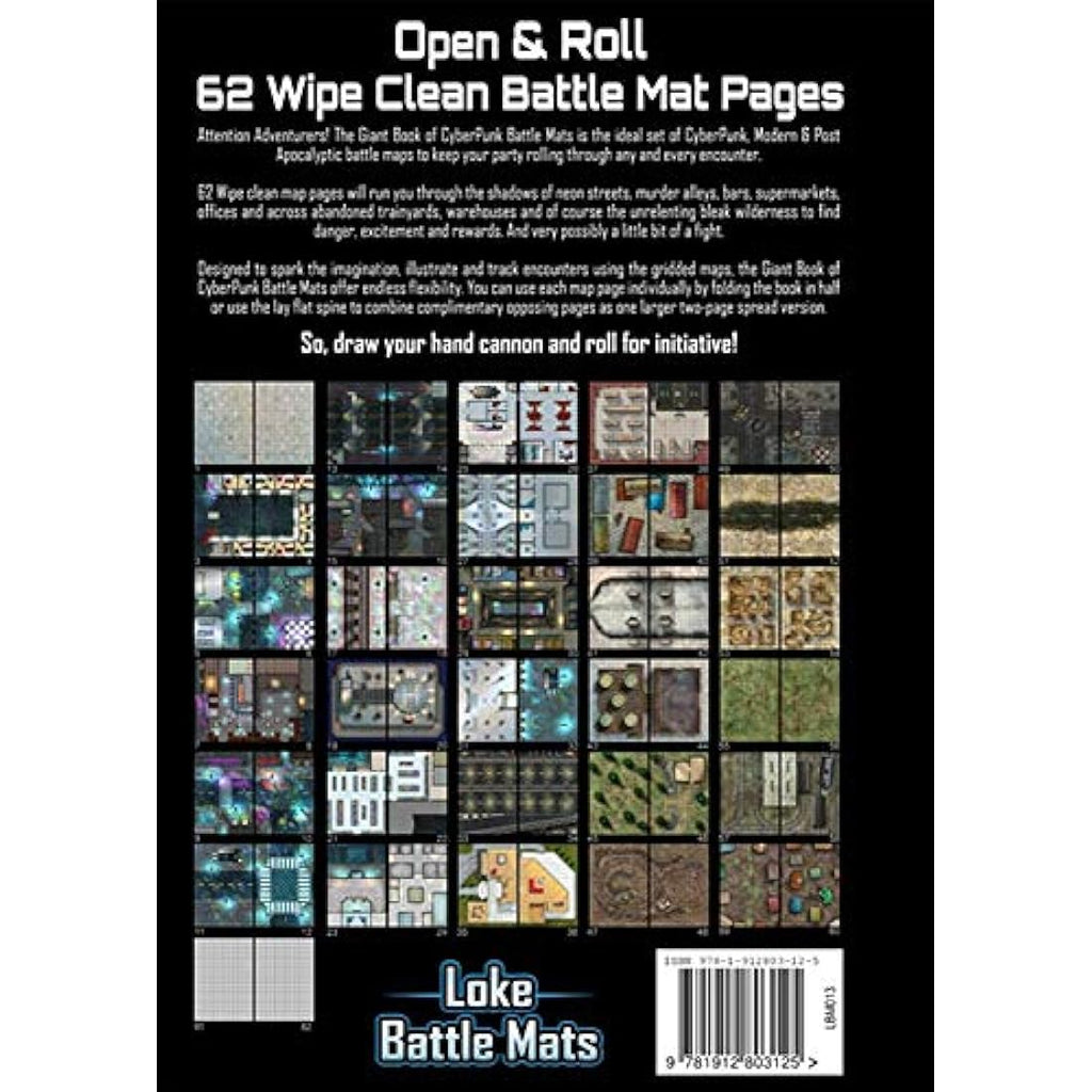 Cyberpunk Battle Mats: Loke Giant Book of 62 Wipe-Clean RPG Maps