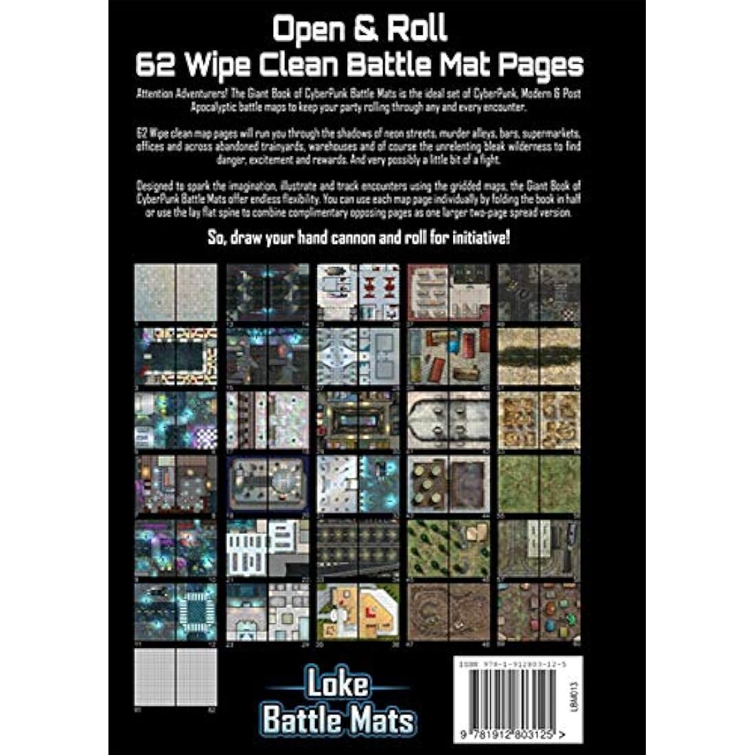 Cyberpunk Battle Mats: Loke Giant Book of 62 Wipe-Clean RPG Maps