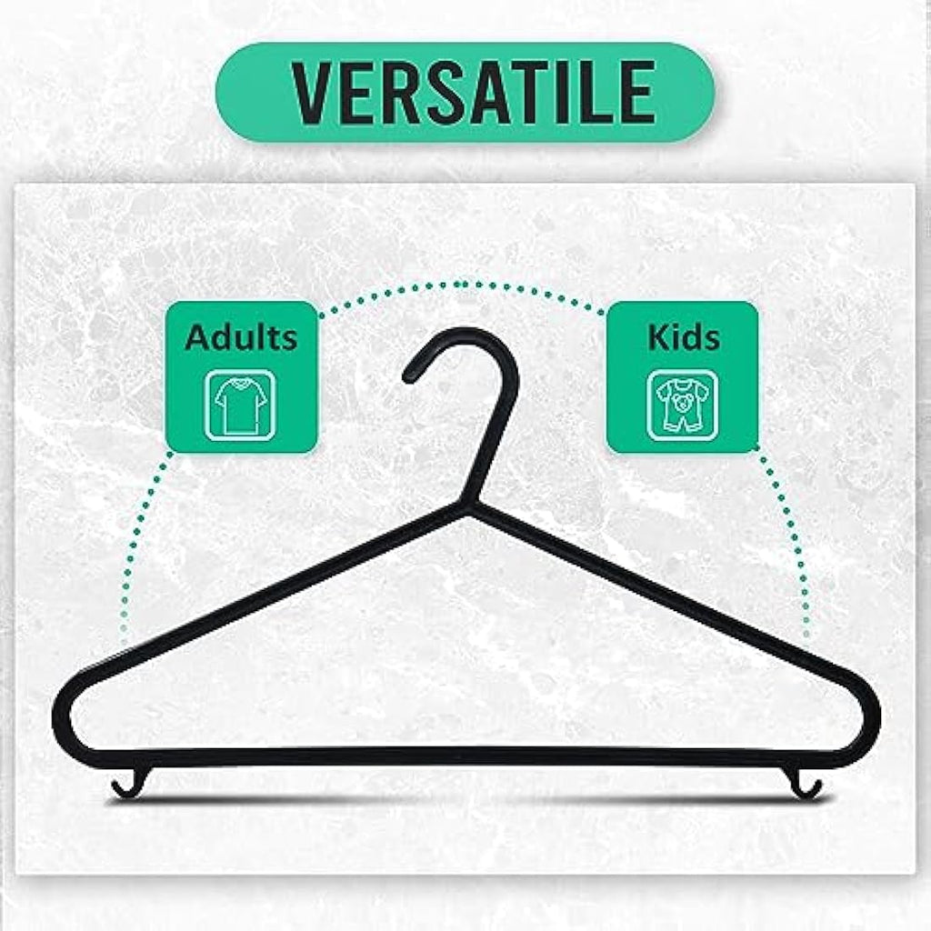 Jolof Store Black Plastic Clothes Hangers – 50 Pack Space Saving Slim
