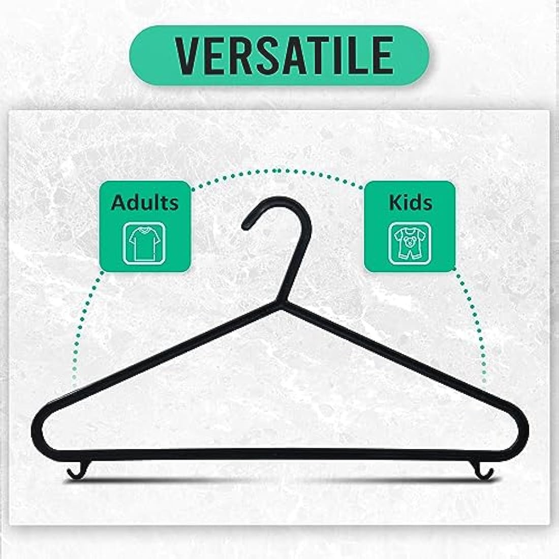 Jolof Store Black Plastic Clothes Hangers – 50 Pack Space Saving Slim