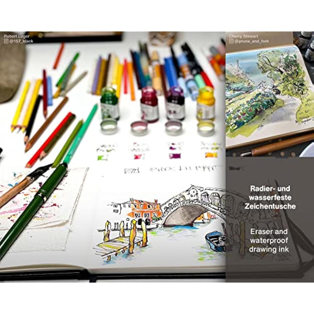 Octopus Write & Draw Waterproof Fountain Pen Ink Set - 6 x 10ml Basic Mix