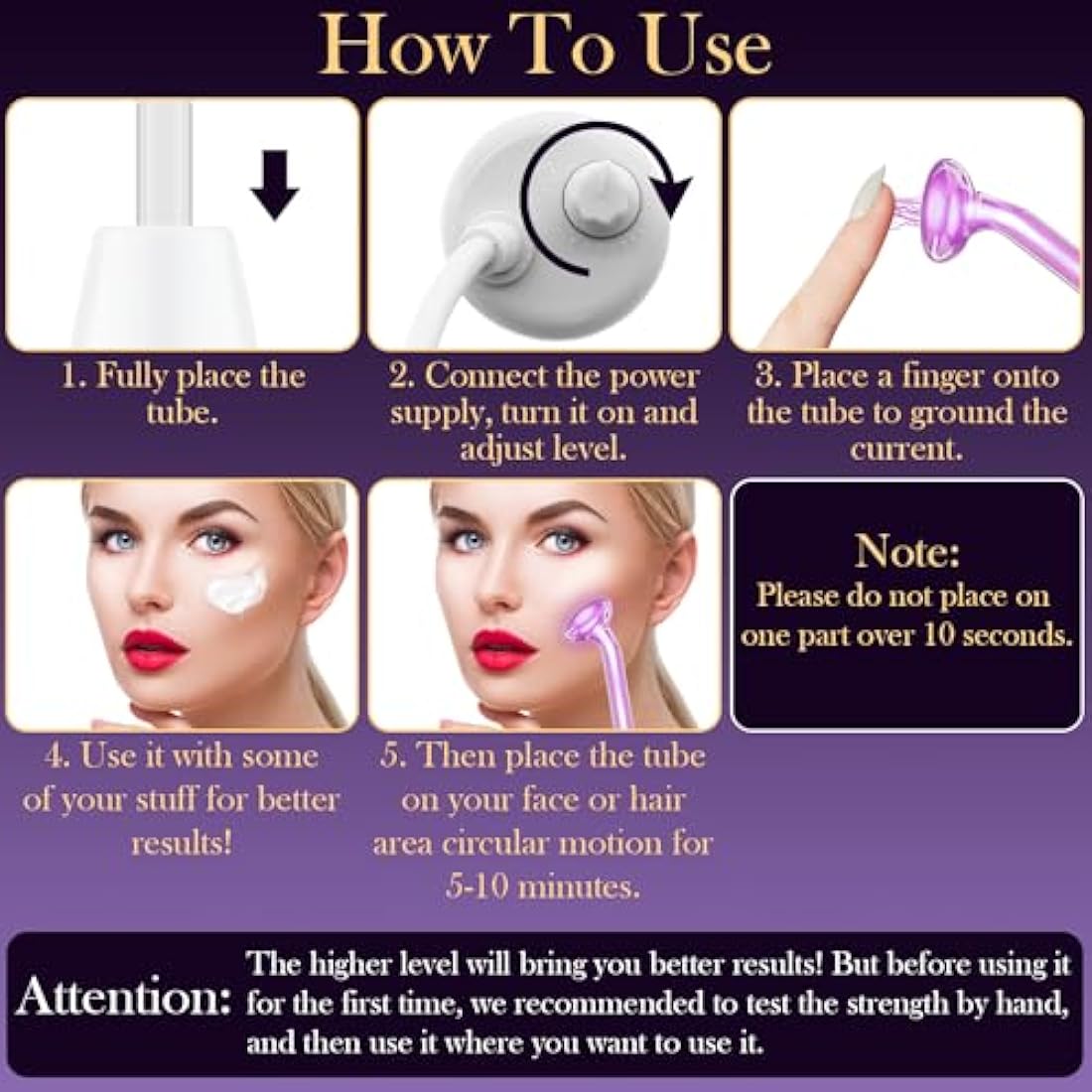 TUMAKOU 6-in-1 High Frequency Wand | Argon Purple Light Facial Machine