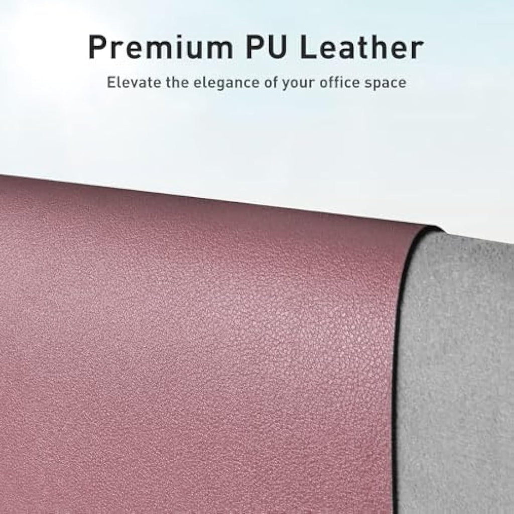 Leather Desk Pad – Large Waterproof Office Mat, Dark Pink