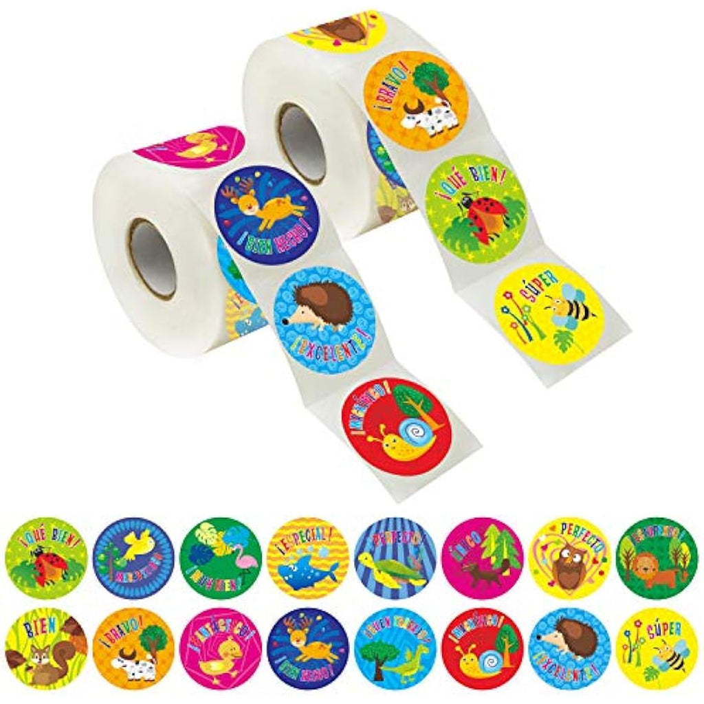 Jolof Store Spanish Reward Stickers - 600 Animal Motivational Labels