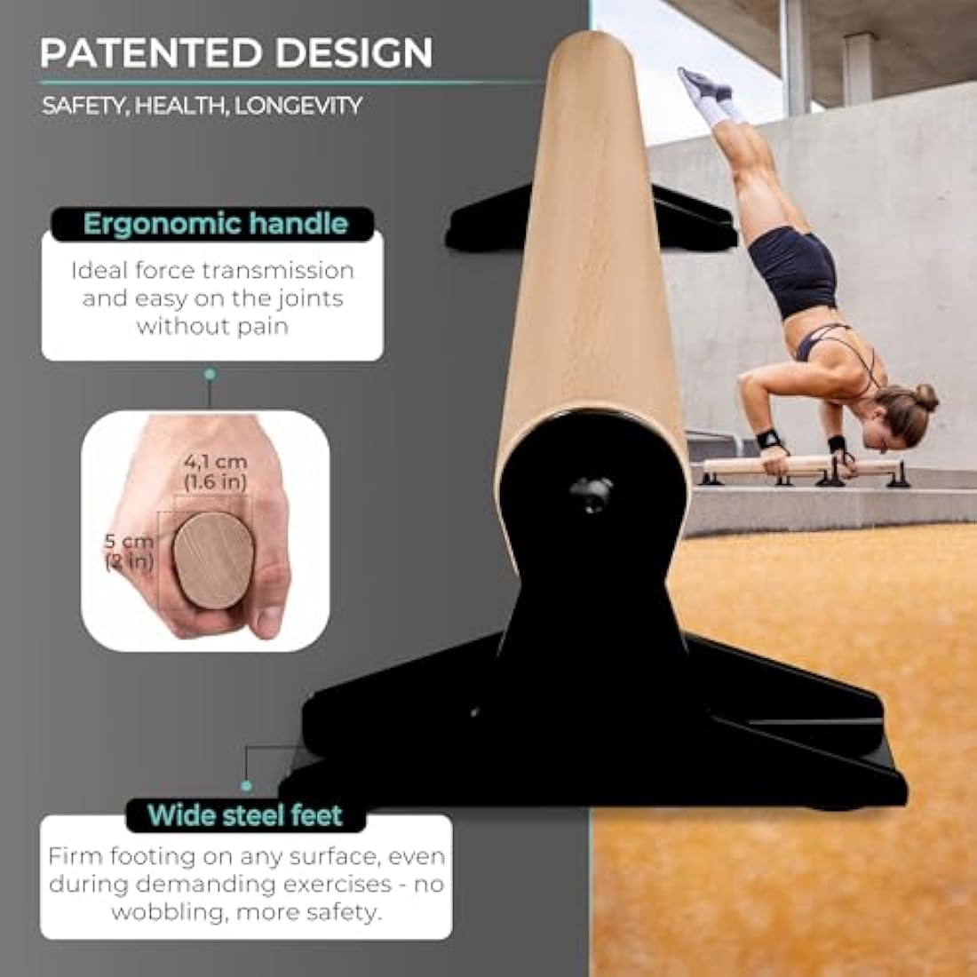 PULLUP & DIP Wooden Parallettes – Ergonomic Beechwood Gymnastic Bars