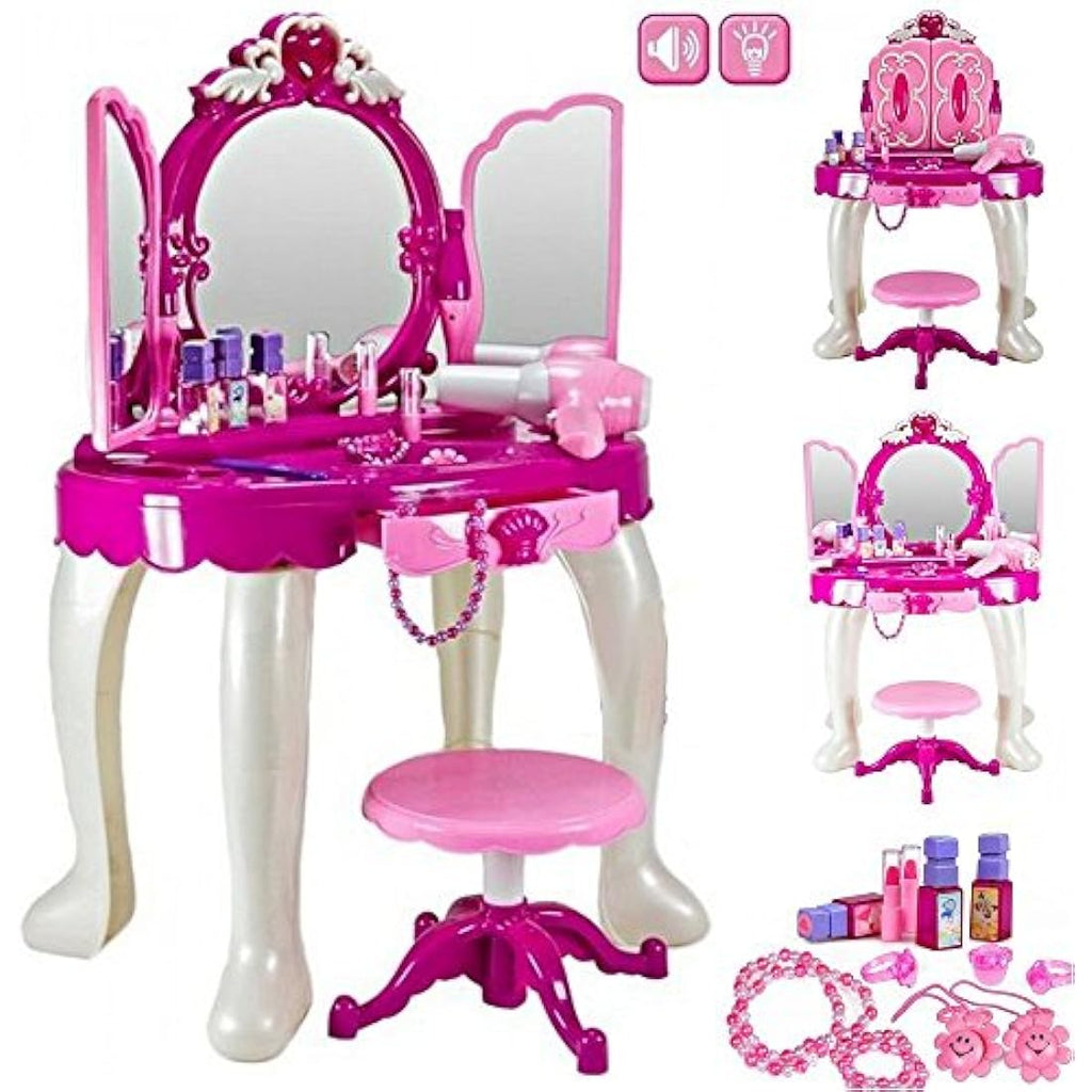 Delex Girls Princess Vanity Table Playset with Mirror, Lights & Music