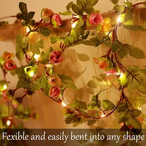 Jolof Store Rose Flower String Lights – 2 Pack 40 LED Battery Garland