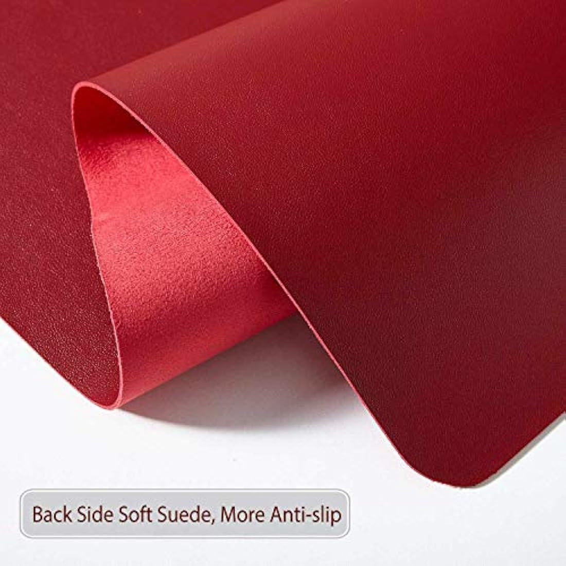 DOBAOJIA PU Leather Desk Pad - Waterproof Mouse Mat, Wine Red, 27.5x13.8"