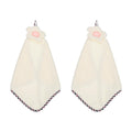 sourcing map 2Pcs Hand Towel, Soft Coral Fleece Hand Towels with Hanging Loop Decorative Flower Pattern Quick-Drying and Washable for Home Bathroom