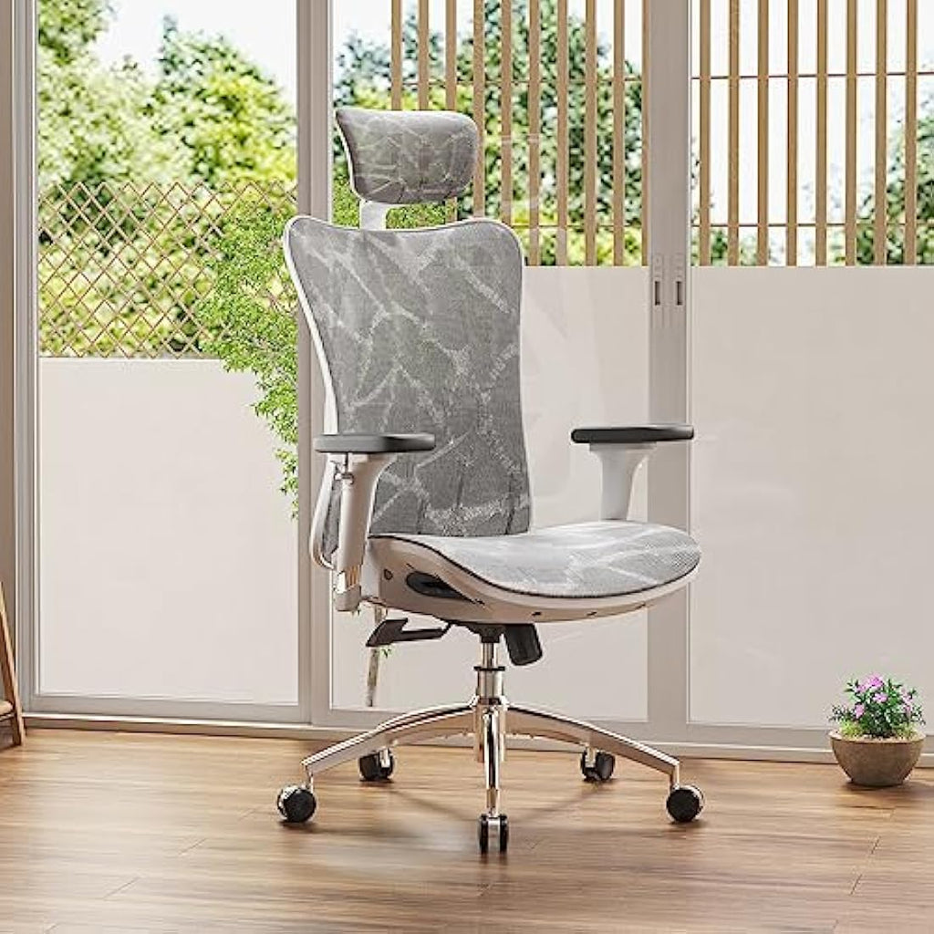 SIHOO Ergonomic Mesh Office Chair | 3D Armrests & Lumbar Support - Gray