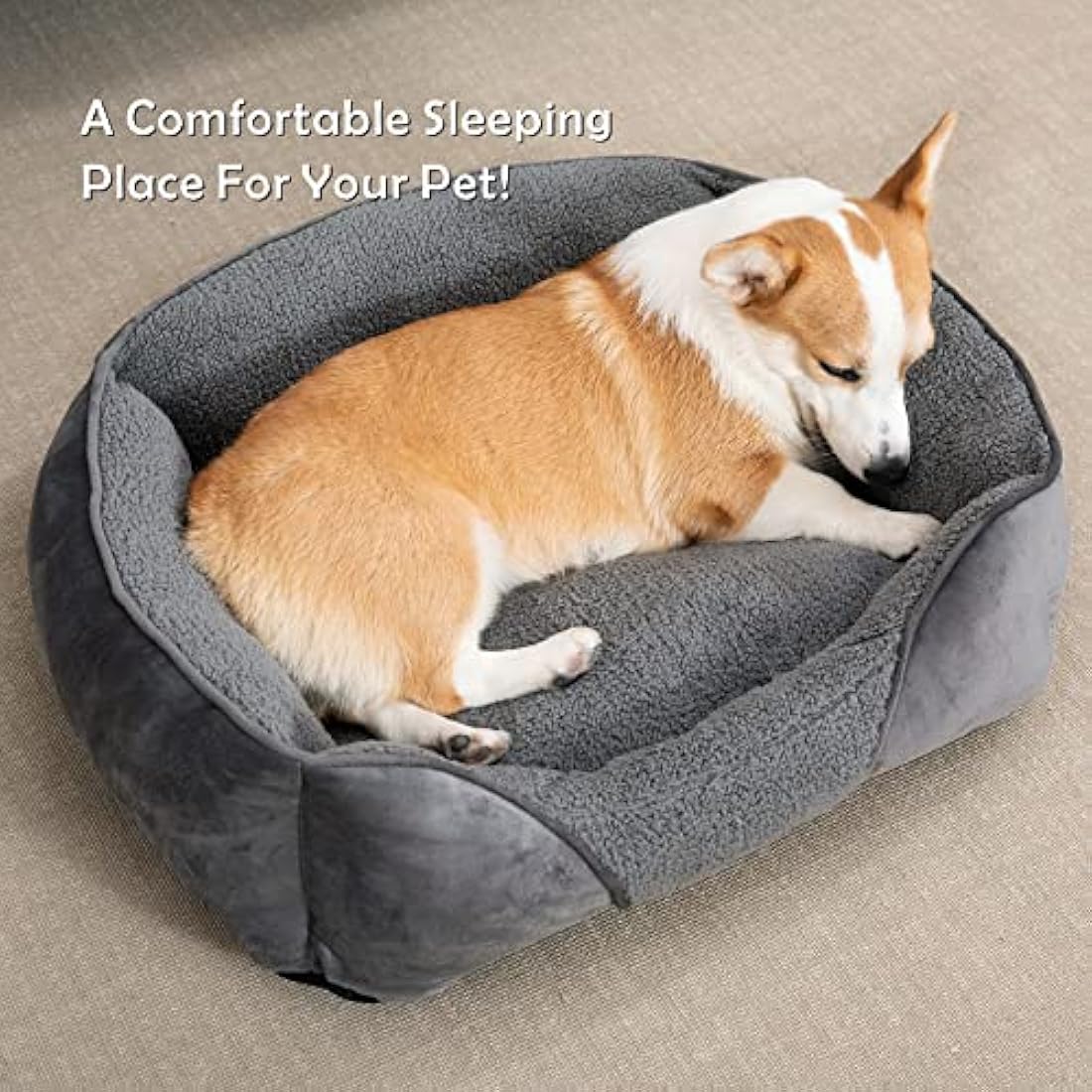 MIXJOY XXL Calming Dog Bed – Washable Non-Slip Soft Pet Bed, Grey