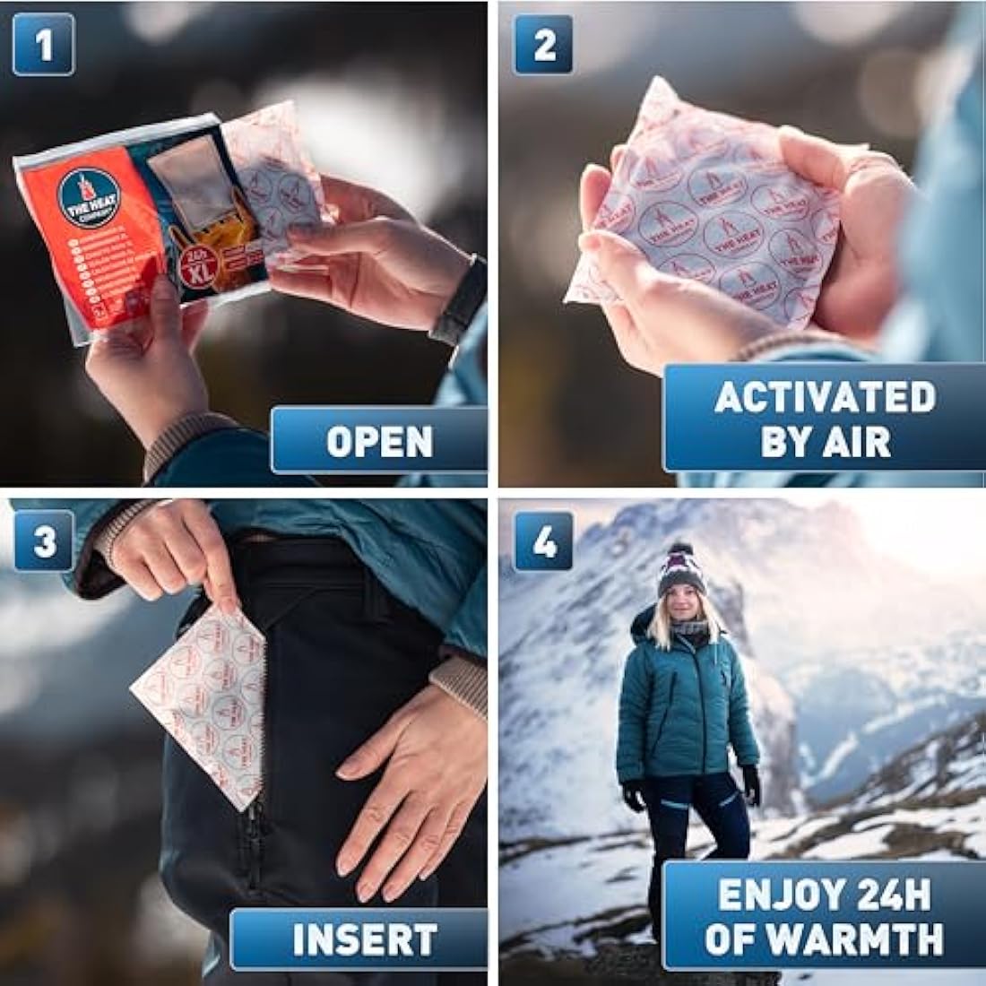 THE HEAT COMPANY XL Hand Warmers – 24 Hour Natural Heat Pads – 40 Pack