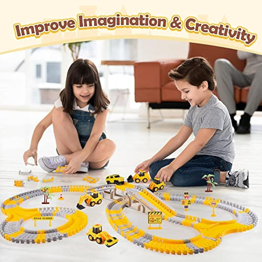 Jolof Store 5-in-1 Construction Toy Car Track Set for Boys Age 2-8
