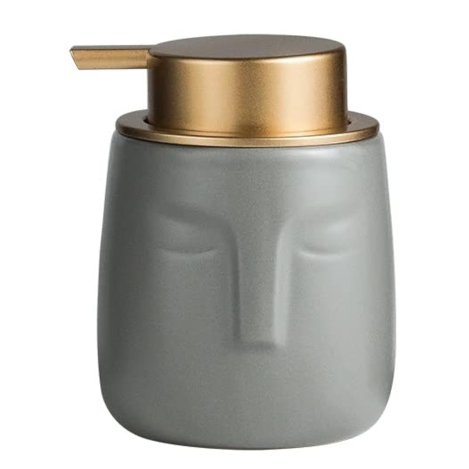 Face-Shaped Ceramic Soap Dispenser – Gray & Gold Matte