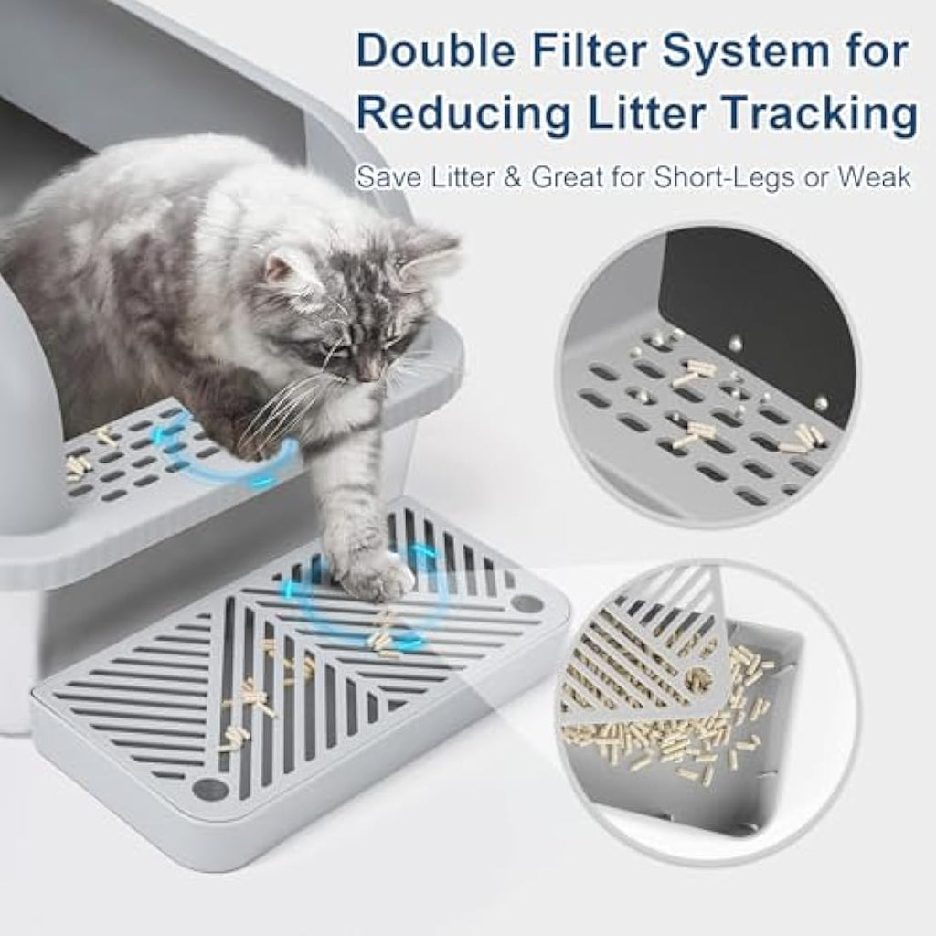 Suzzipaws XL Stainless Steel Cat Litter Box – High Sided Enclosed Tray