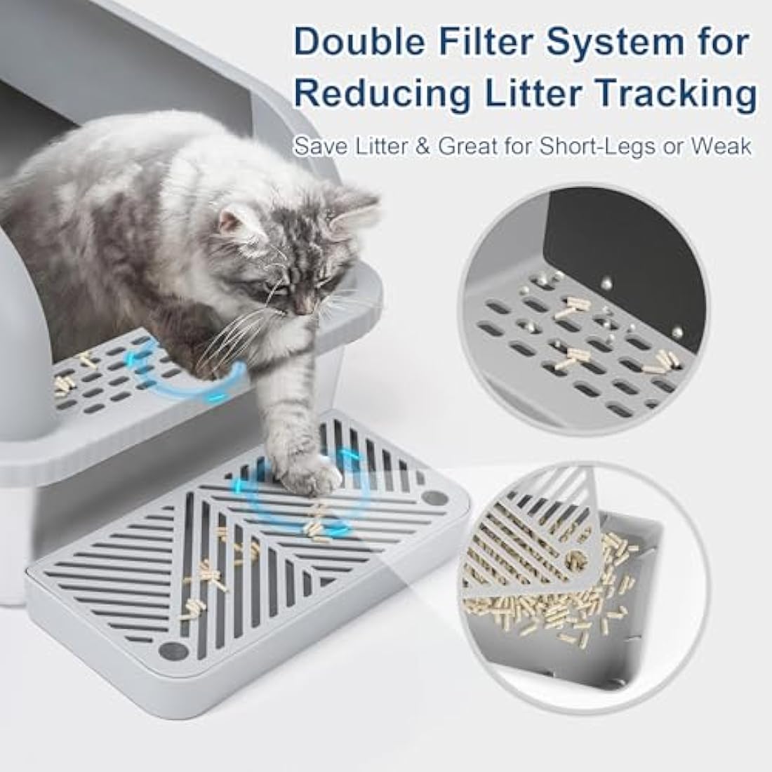 Suzzipaws XL Stainless Steel Cat Litter Box – High Sided Enclosed Tray