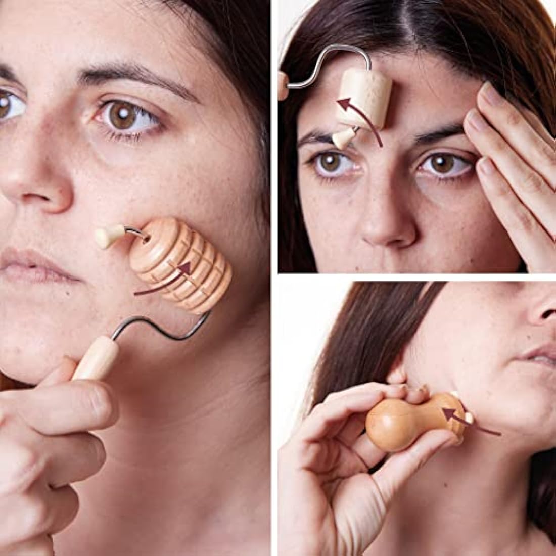 BICTIVE Wood Therapy Face Roller and Gua Sha Set | 6-Piece Facial Tools