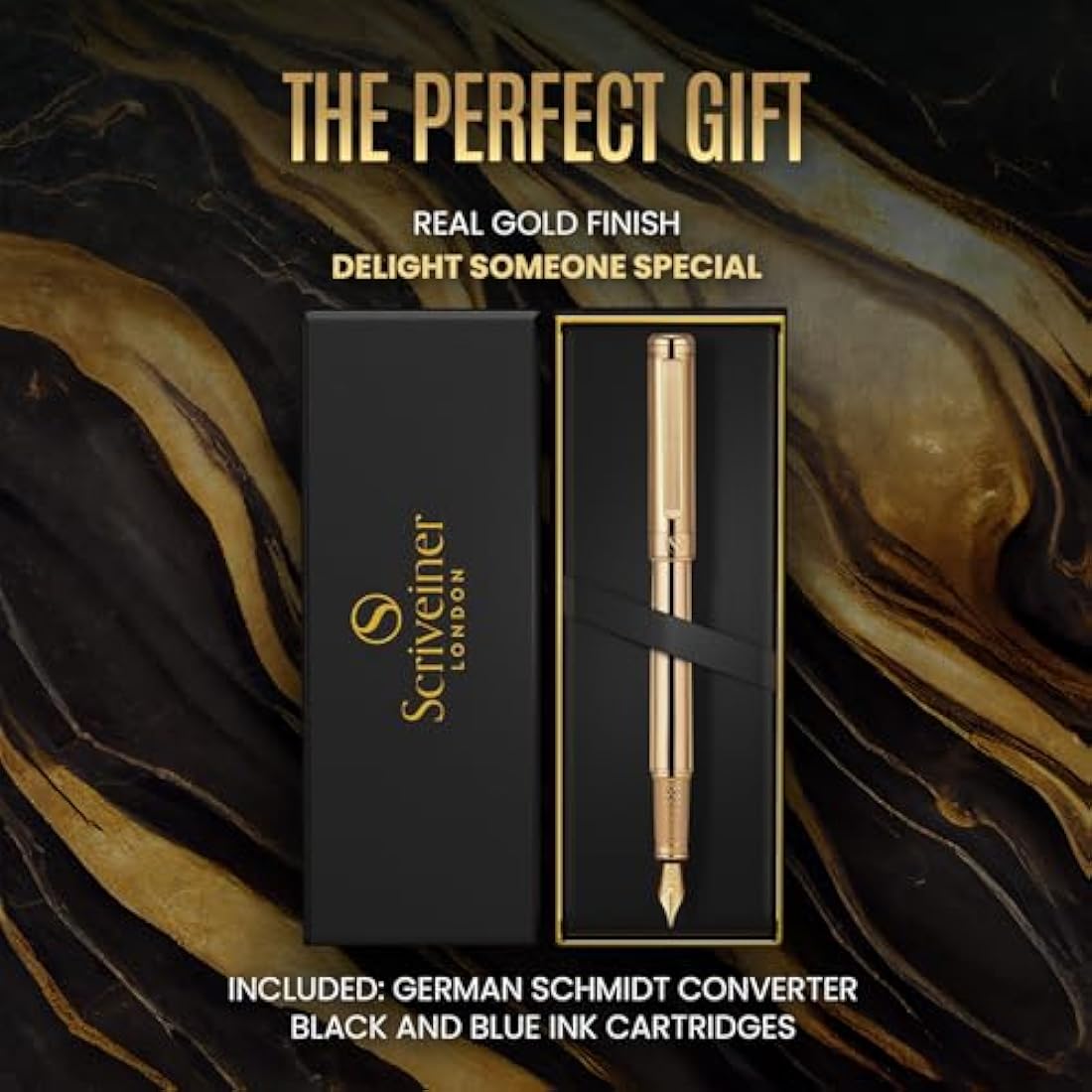 Luxury Fountain Pen – Gold Plated Schmidt Medium Nib