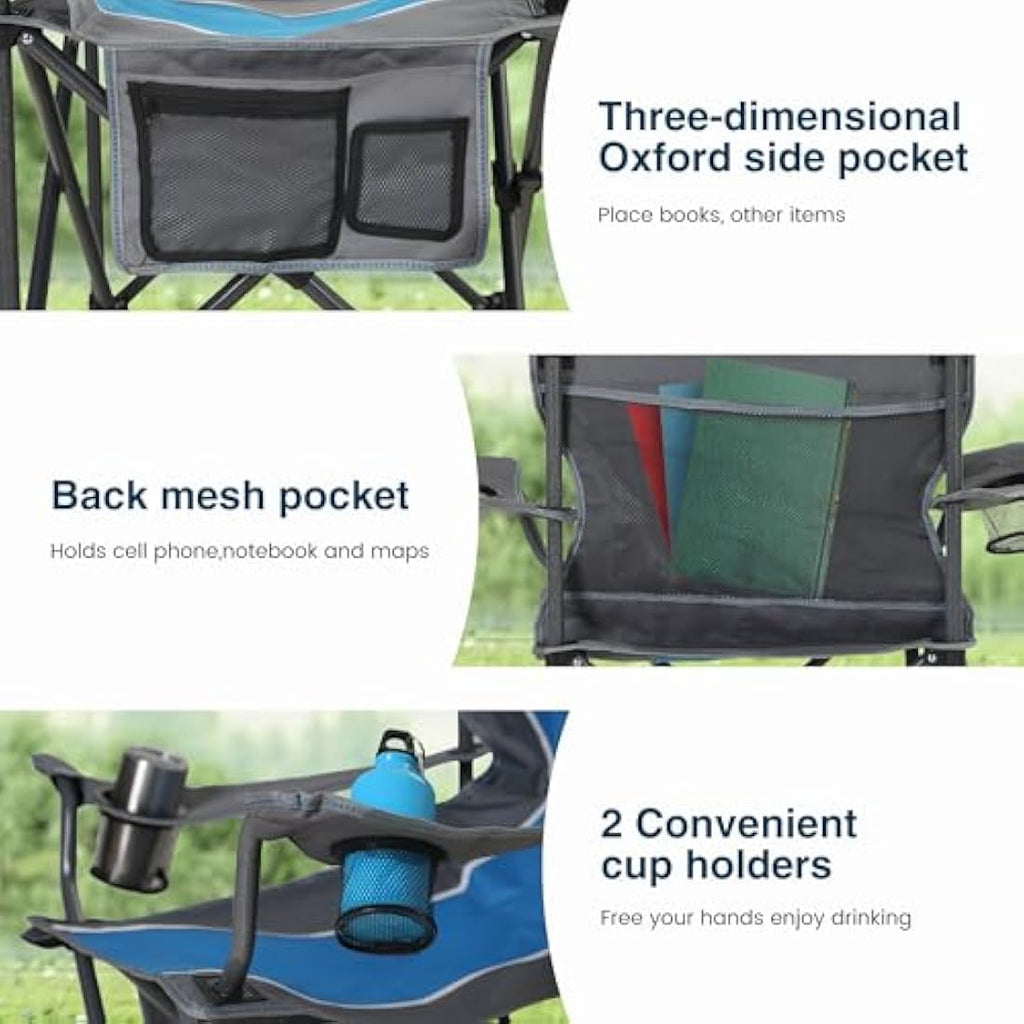 ALPHA CAMP Heavy Duty Folding Camping Chair – 160kg Oversized Portable