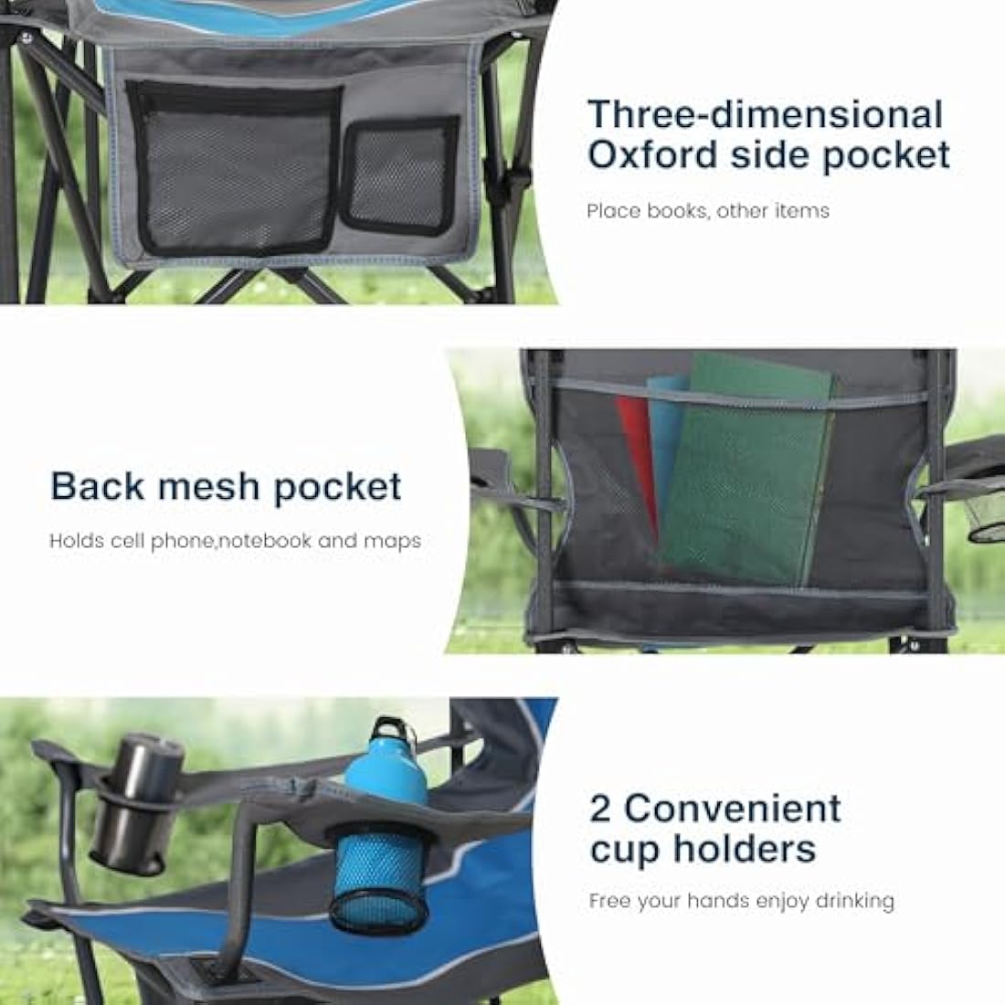 ALPHA CAMP Heavy Duty Folding Camping Chair – 160kg Oversized Portable