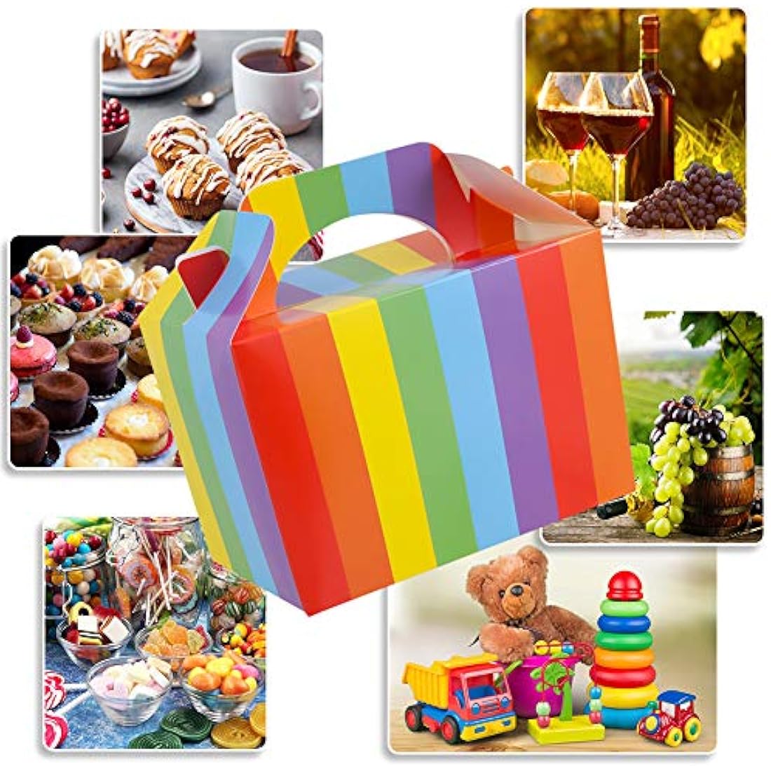 Rainbow Party Favor Boxes - 20 Pack Biodegradable Paper