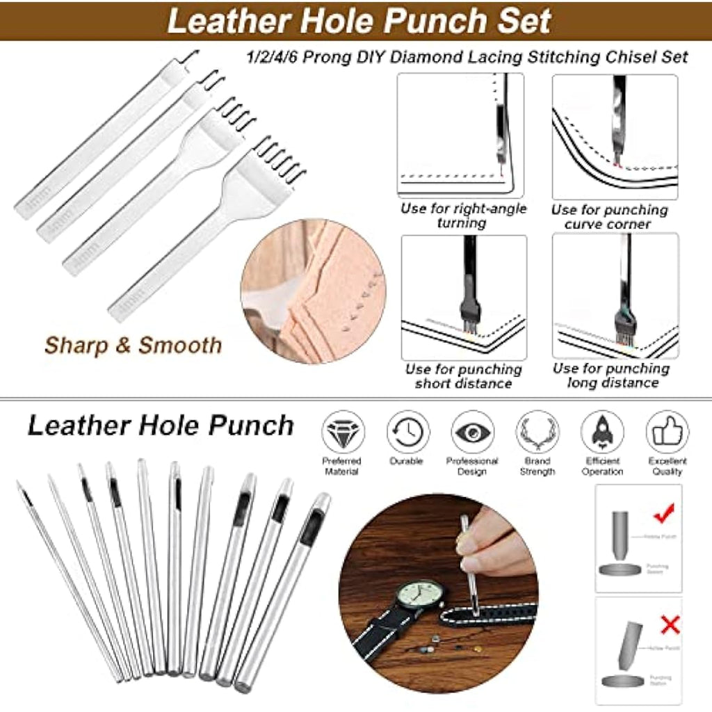 Leather Craft Tools Kit – DIY Sewing & Stitching Set