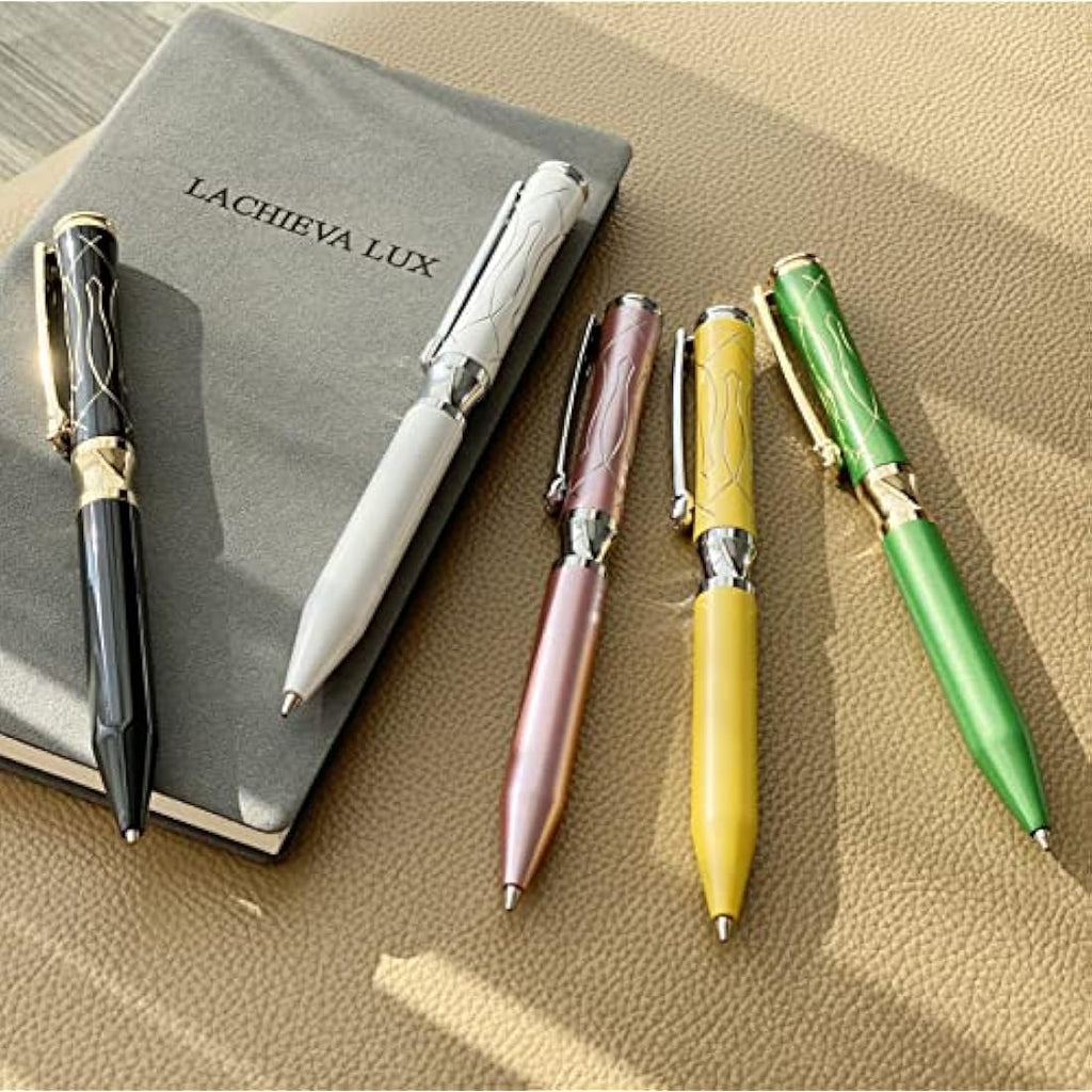 LACHIEVA LUX Pearl White Crystal Executive Ballpoint Pen with Gift Box