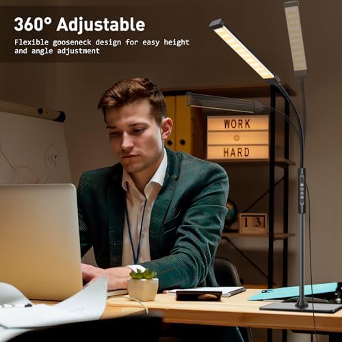 Mojimdo LED Floor Lamp – Dimmable Gooseneck Reading Light with Remote