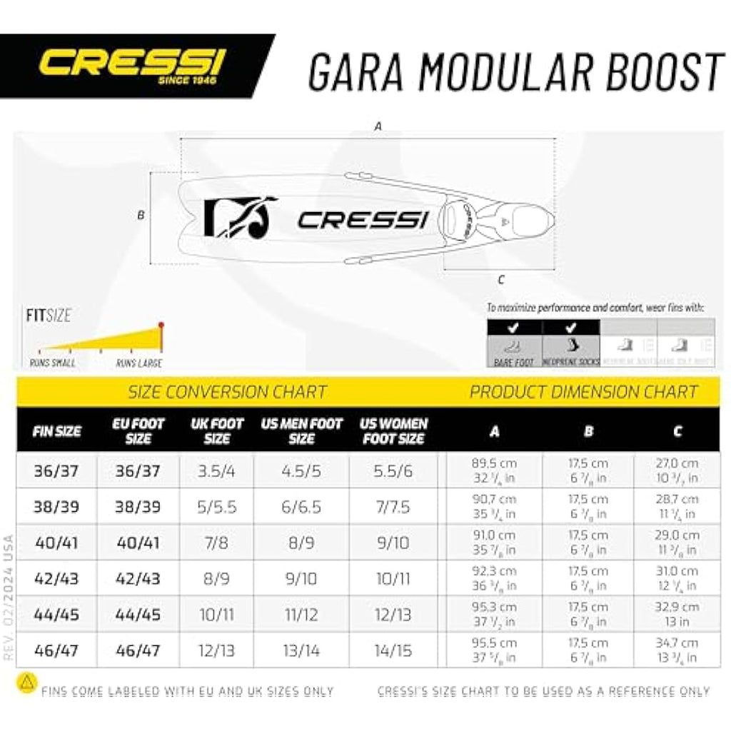 Cressi Gara Modular Boost Fins – Lightweight Technopolymer Freediving Fins