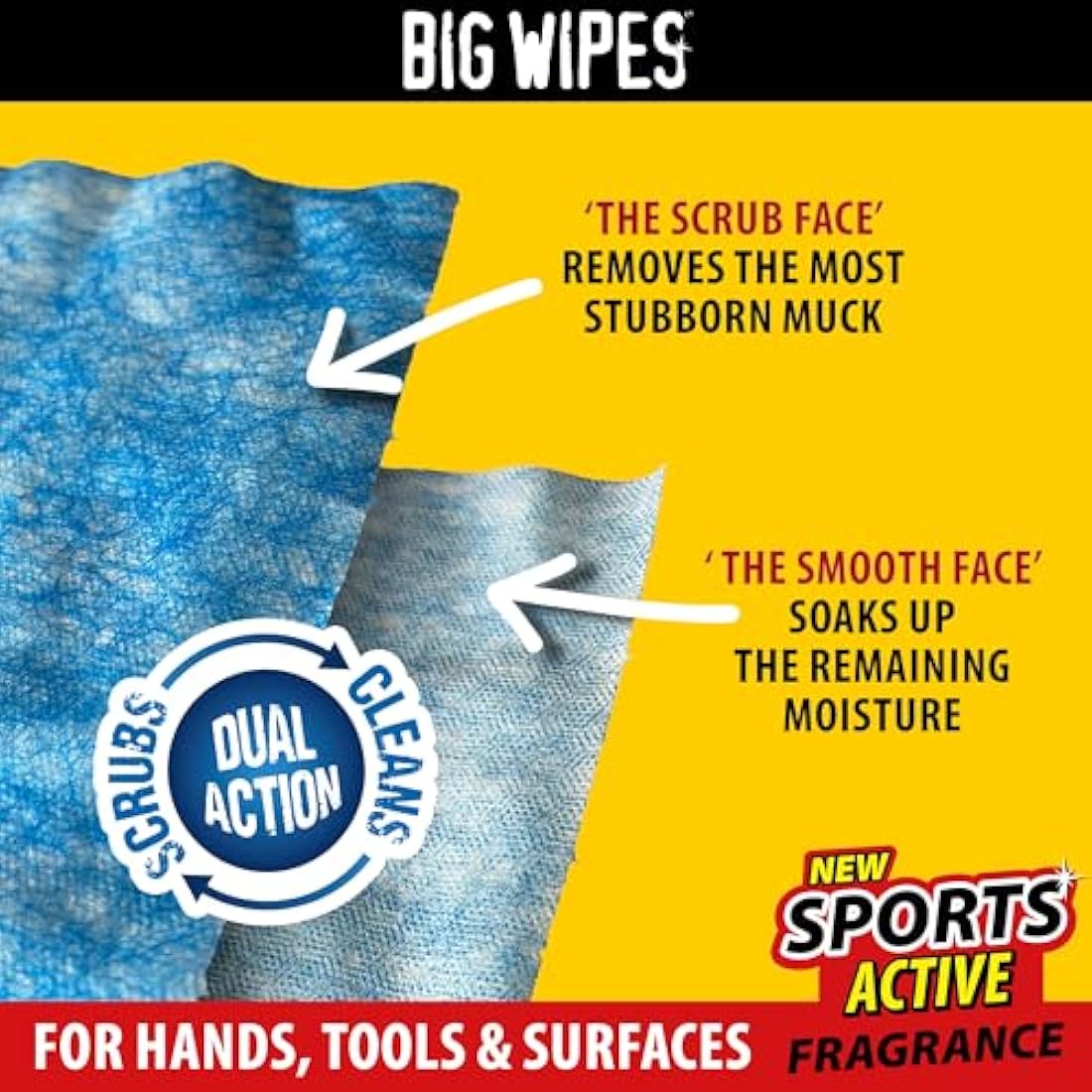 Big Wipes Heavy Duty Pro+ Dual-Sided Industrial Hand Wipes | 100 Pack