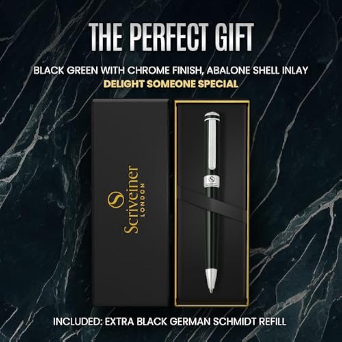 Luxury Ballpoint Pen – Black & Green with Chrome Finish