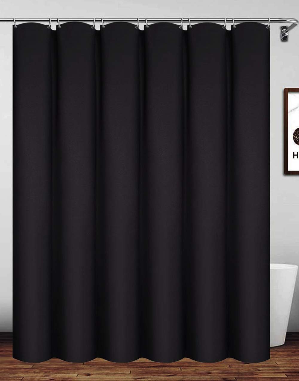 Homehold Waterproof Polyester Shower Curtain | Black, 180 x 220cm