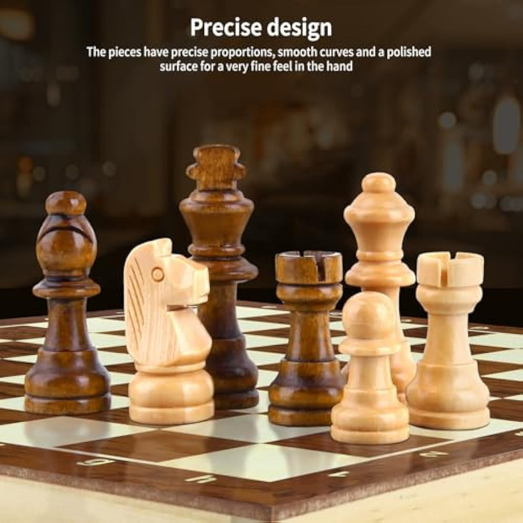 OOCOME Wooden Magnetic Chess Set – Portable Folding Travel Board Game