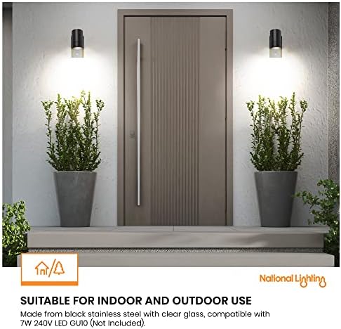 National Lighting PIR Outdoor Security Light - Matt Black IP44 Wall Lantern