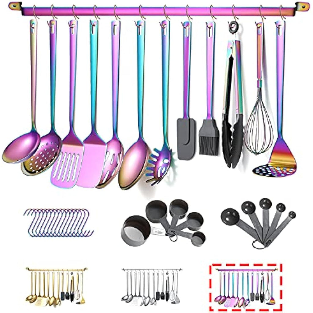 Kyraton Rainbow Stainless Steel Kitchen Utensils Set - 37 Pieces