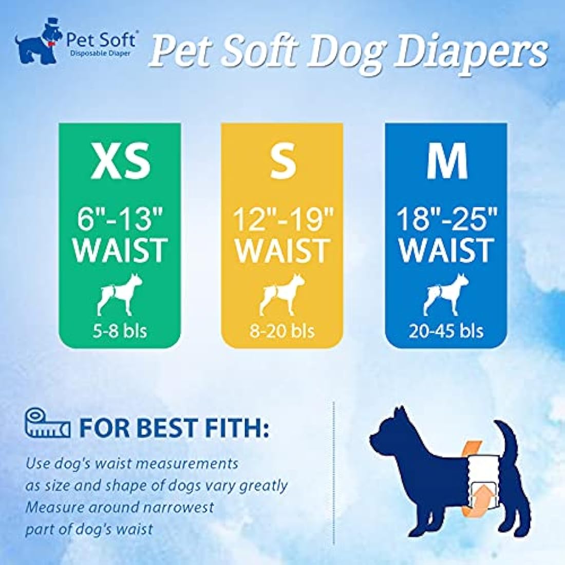 Pet Soft Male Dog Wraps – Super Absorbent Disposable Nappies (48 Pack)