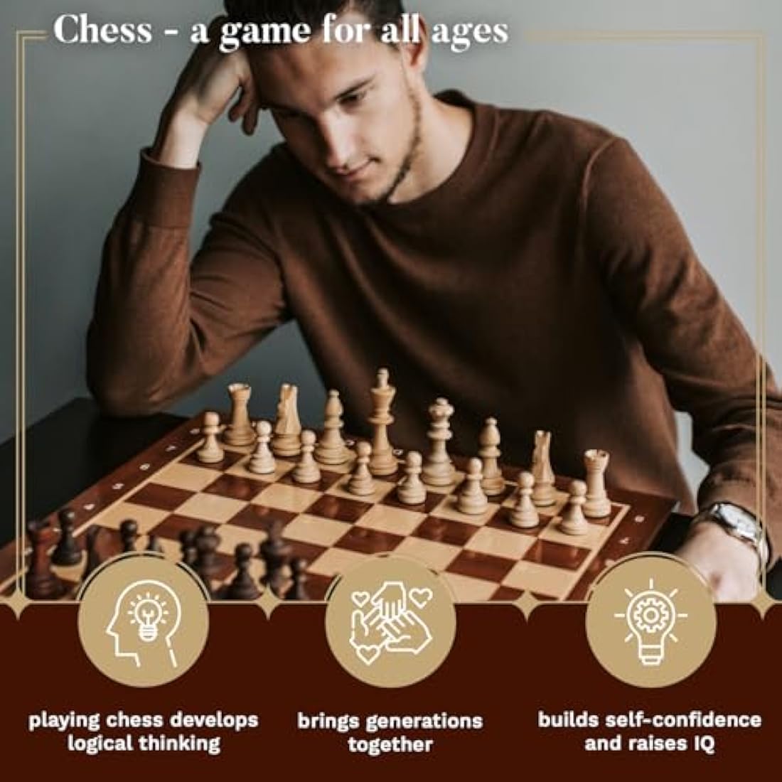 Staunton No. 7 Wooden Chess Pieces in Mahogany Box